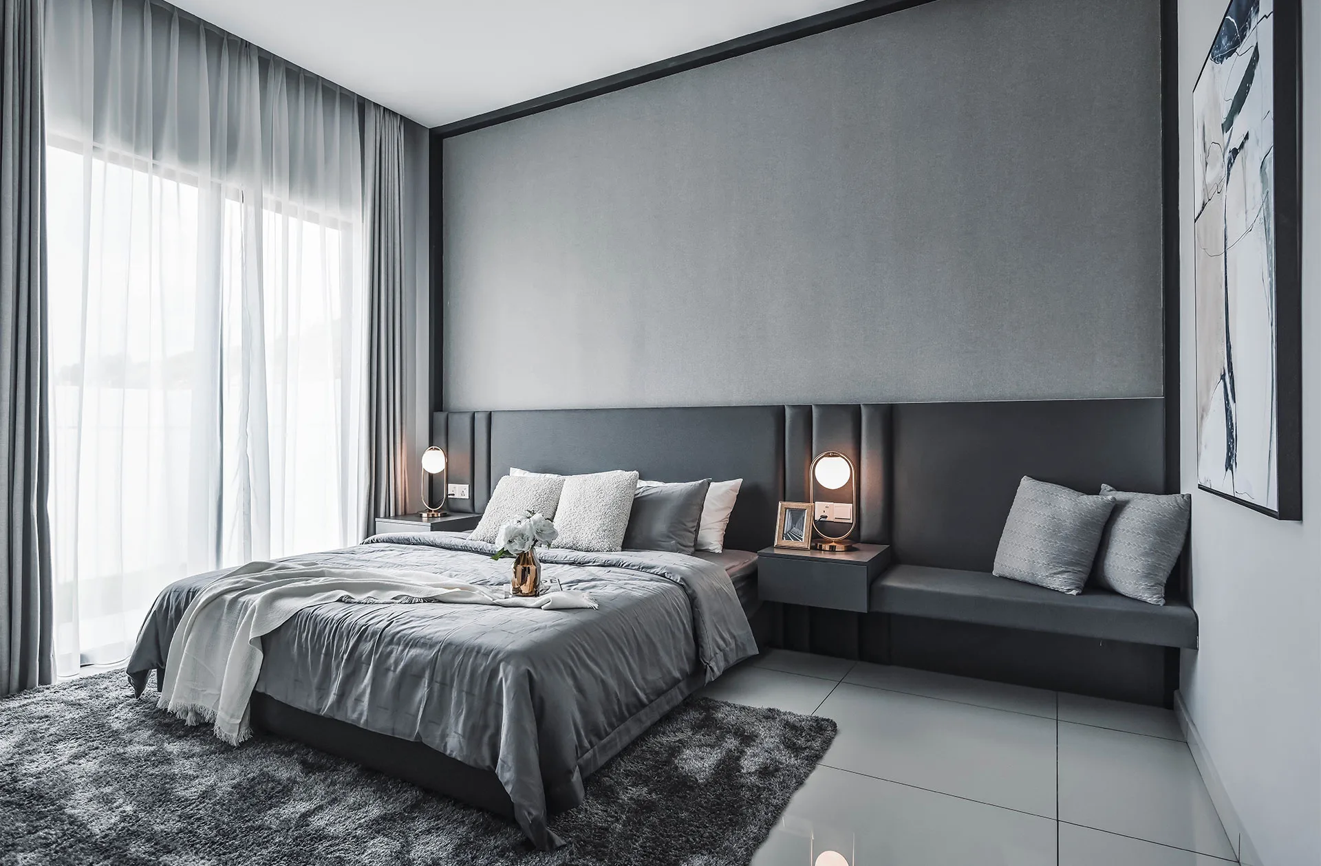 Aesthetic Bedroom with Gray Color Palette